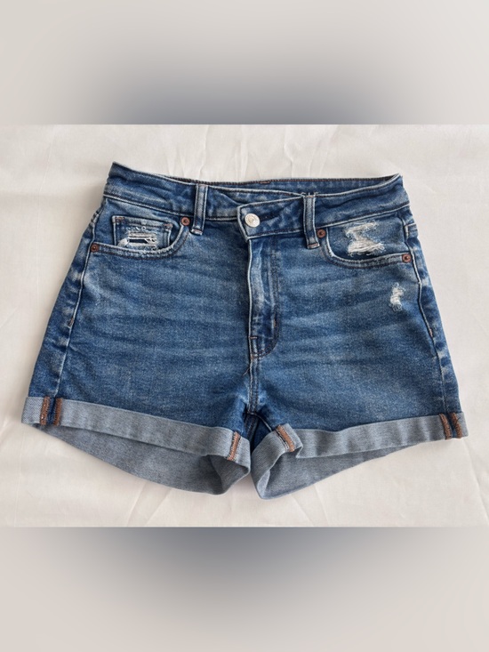 American Eagle Outfitters Pants - American Eagle Outfitters | Distressed Dark Blue Cuffed Denim Shorts | Size: 00